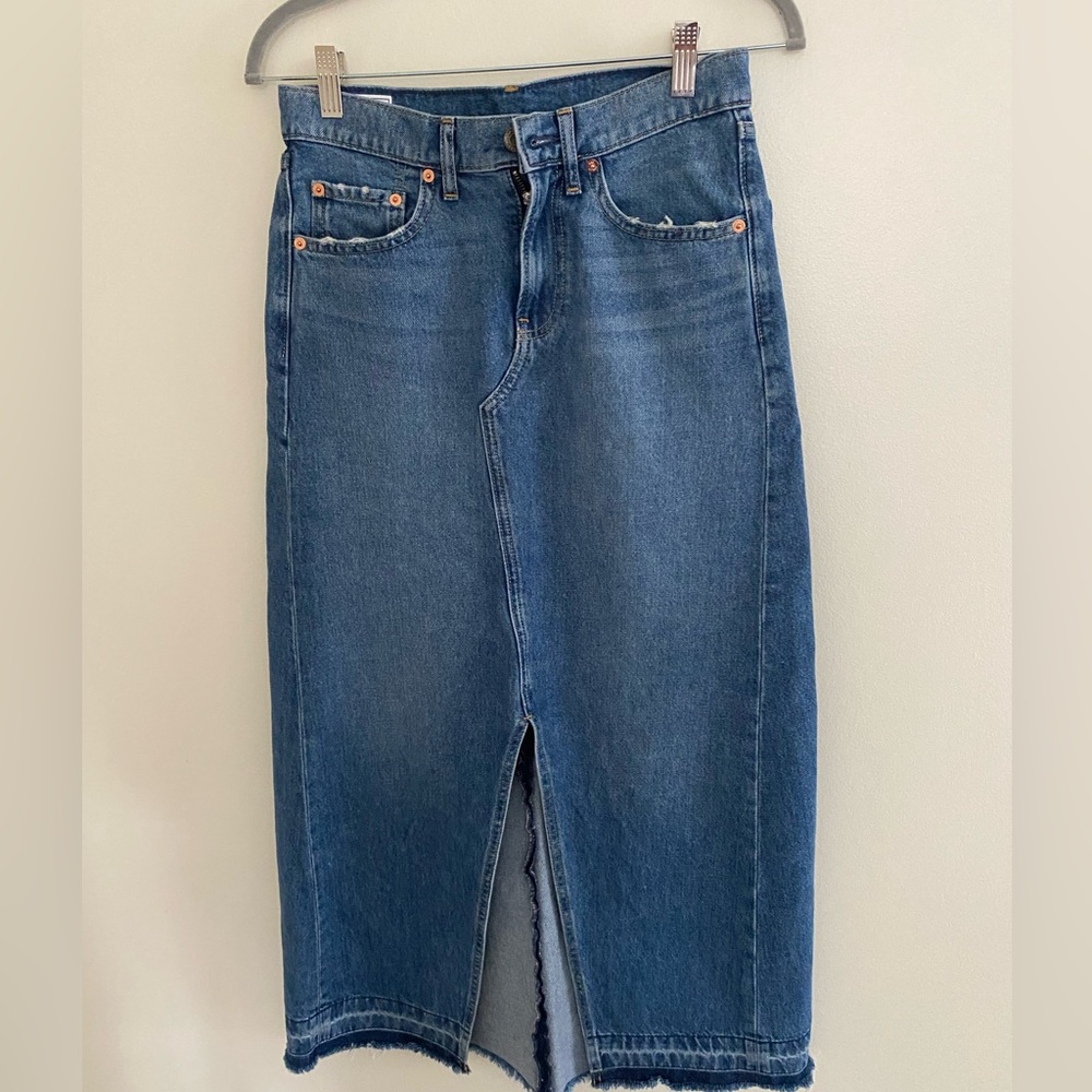 Denim maxi skirt from the Gap.